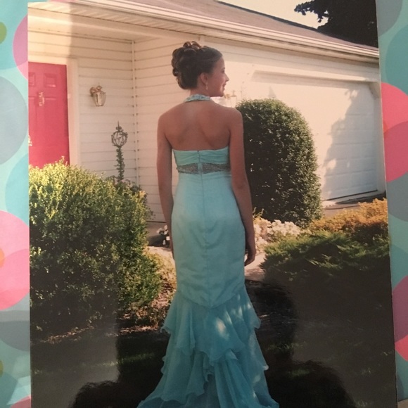 Homecoming / pageant dress seafoam green with wrap - Picture 2 of 8